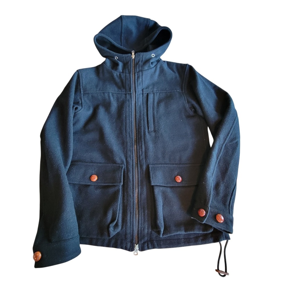 Journal Standard Japanese Y2K Era Hooded Wool Utility Jacket M 
Leather Buttons